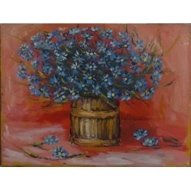 Zátišie - kytica modrých kvetov - Viliam Volk
