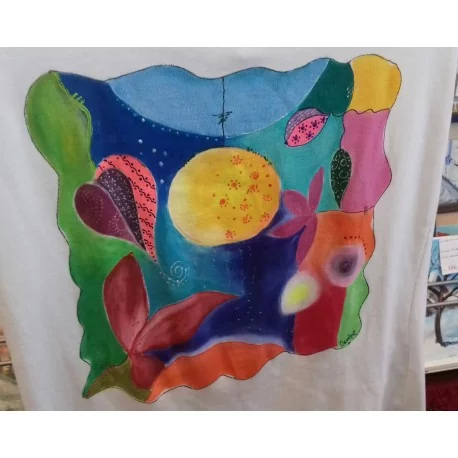 Maľovaný textil-M.Cadre-tričko Abstrakt