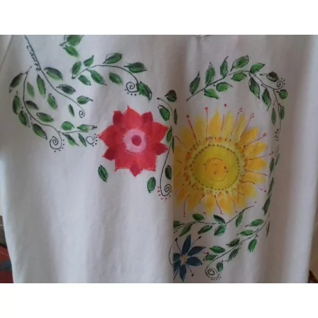 Maľovaný textil-M.Cadre-tričko Slniečkovo slnečnicovo