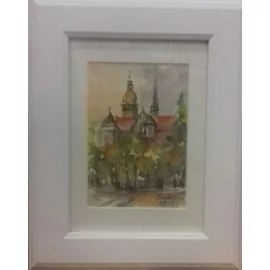 Obraz - Akvarel - Podvečer pri Dóme - Mária Lenárdová