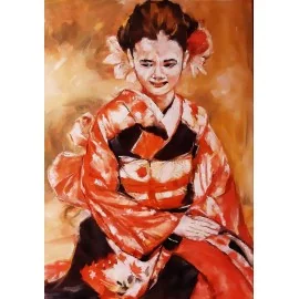 Molnárová Katarína - Japanese woman in red