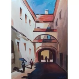 Obraz -akryl na plátne - Poštová ulica II. Akad. mal. Varuzhan Aghamyan