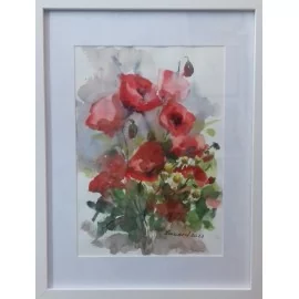 Obraz - Akvarel- Kvety na lúke č.121- Mária Lenárdová