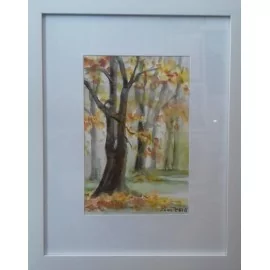 Obraz - Akvarel - Jeseň v mestskom parku v Košiciachnč.120 - Mária Lenárdová