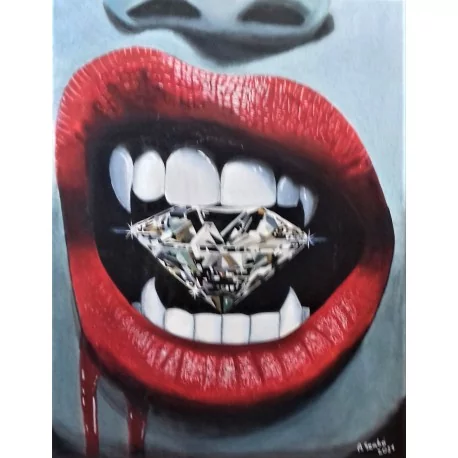 Obraz-akryl na plátne-Pery s diamantom- SZABÓ ATTILA