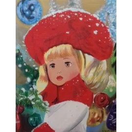 akryl na plátne-Vianočná bábika- SZABÓ ATTILA