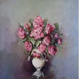 Painting - Oil painting - Roses in a vase - Igor Navrotskyi