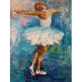 Malá baletka - Ivónia Neveziová,originálny,ručne maľovaný obraz