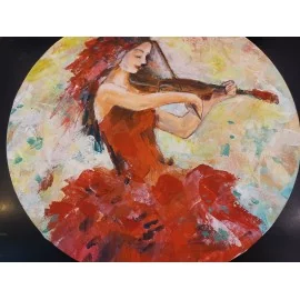 Painting - Acrylic on canvas - round shape - Violinist - Ivónia Neveziová