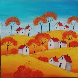 Painting - Acrylic on canvas - Sunny hills - Silvia Sochuláková