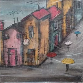 Obraz - Akryl na plátne -Farebné dáždniky- Silvia Sochuláková