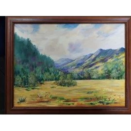 Horská krajina - Ester Ksenzsighová,,originálny,ručne maľovaný obraz