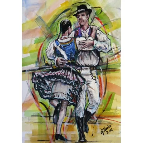 Obraz - Akvarel - Vo víre tanca - Mgr. art. Ľubomír Korenko