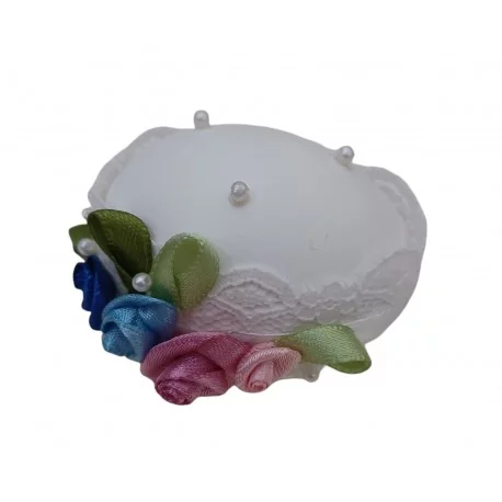 Tomková - Veľkonočné slepačie ozdobné vajíčka 3, biele,romantik,s kvetinkami a čipkou