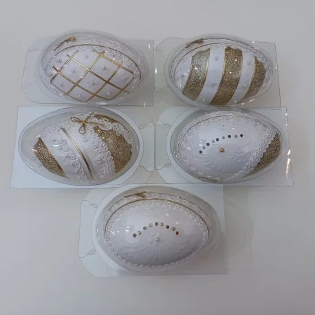 Tomková - Veľkonočné husacie ozdobné vajíčka 4., biele,v krabičke