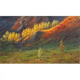 Michal Sabo Balog - Painting - Oil painting - Autumn pasture no. 150