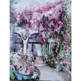Obraz - Olejomaľba - Kvety na dvore - Igor Navrotskyi