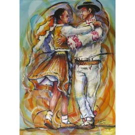 Picture - Comb. technique - Dance is a joy - Tepličania - Mgr. art. Lubomir Korenko