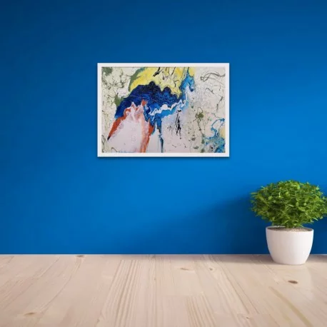 Obraz - Komb. tech. - Modré kvety - Katarína Haraksimová