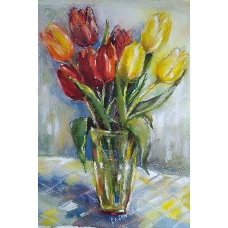 Obraz - Komb. tech. - Farebné tulipánky - Mgr. Margita Rešovská