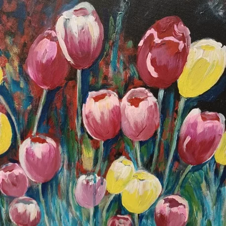 Obraz -akryl na plátne- Tulipány - Eleonóra Kovalčíková