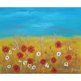 Painting - Acrylic - Poppies on the meadow M. Dadejová