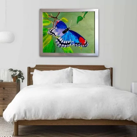 Obraz - Maľba na sklo - Modrý Motýľ - Jana Gubová