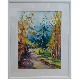 V doline je jeseň - Mgr. Margita Rešovská,ručne maľovaný originálny obraz