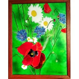 Painting - Painting on glass - Poppies - Jana Gubová