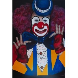 Šťastný klaun-akryl - Ing. Lujza Ferková,originálny, ručne maľovaný obraz