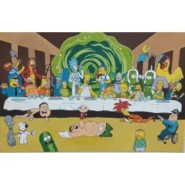 Last supper Simpsons, Florková Katarína,ručne maľovaný originálny obraz