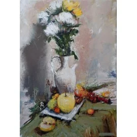 Zátišie s kvetmi- Akad. mal. Igor Navrotskyi, originálny, ručne maľovaný obraz