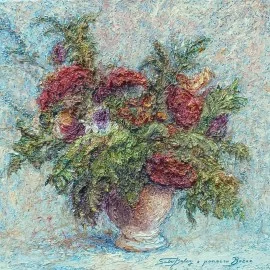 Červená kytica 2 ,Michal Sabo Balog,ručne maľovaný originálny obraz
