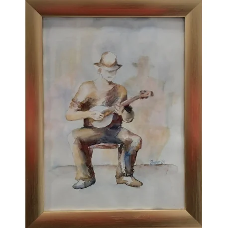 Muzikant - Ivónia Neveziová,originálny,ručne maľovaný obraz