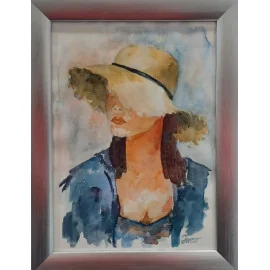 Dáma v klobúku - Ivónia Neveziová,originálny,ručne maľovaný obraz