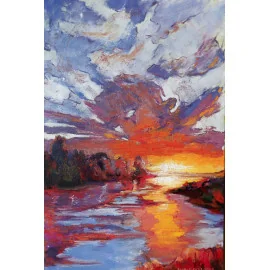 Západ slnka - Akad. mal. Igor Navrotskyi, originálny, ručne maľovaný obraz