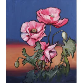 Červené kvety - Akad. mal. Igor Navrotskyi, originálny, ručne maľovaný obraz