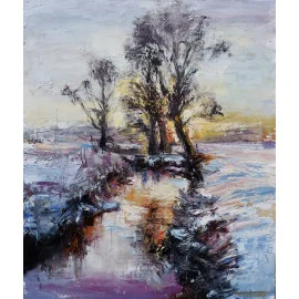 Zimná rieka-Akad.m. Igor Navrotskyi, originálny, ručne maľovaný obraz