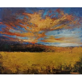 Západ slnka nad poľom-Akad.m. Igor Navrotskyi, originálny, ručne maľovaný obraz