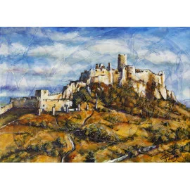 Jeseň pod Spišským hradom - Mgr. art. Ľubomír Korenko, originálny, ručne maľovaný obraz