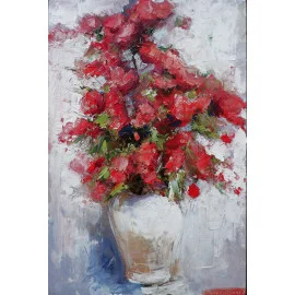 Kvety v hlinenej váze - Akad. mal. Igor Navrotskyi, originálny, ručne maľovaný obraz