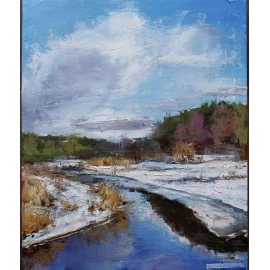 Zimná rieka - Akad. mal. Igor Navrotskyi,originálny, ručne maľovaný obraz