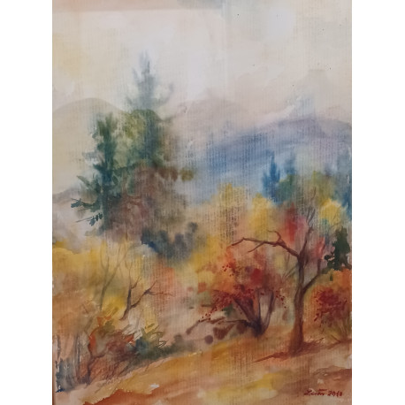 Jeseň u nás- Mária Lenárdová, originálny, ručne maľovaný obraz