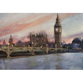 Večer nad Londýnom - Akad. maliar Igor Navrotskyi,originálny, ručne maľovaný obraz