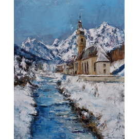 Horská rieka- Akad. maliar Igor Navrotskyi,originálny, ručne maľovaný obraz