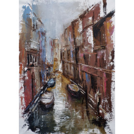 Benátky pred dažďom - Akad. mal. Igor Navrotskyi, originálny, ručne maľovaný obraz