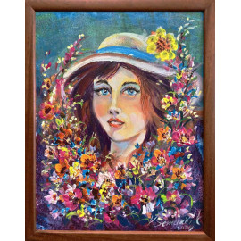 Dievča v ráme - Vladimír Semančík - originálny, ručne maľovany obraz