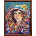 Dievča v ráme - Vladimír Semančík - originálny, ručne maľovany obraz