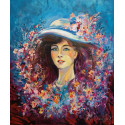 Dievča v klobúku - bezrámový - Vladimír Semančík - originálny, ručne maľovany obraz