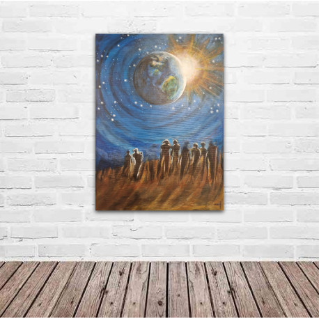 Objavenie Modrej planéty - Ing. Lujza Ferková, originálny, ručne maľovaný obraz